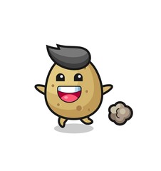the happy potato cartoon with running pose
