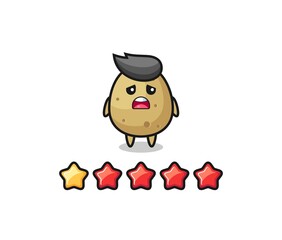 the illustration of customer bad rating, potato cute character with 1 star