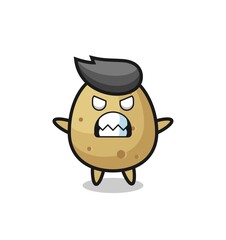 wrathful expression of the potato mascot character