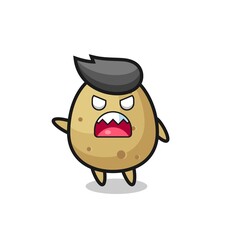 cute potato cartoon in a very angry pose