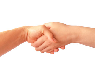 Handshake isolated on white background stock photo