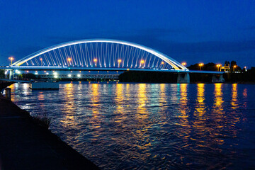 Bridge in Bratislava, Slovakia at night