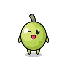 cute olive character in sweet expression while sticking out her tongue