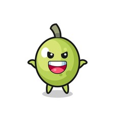the illustration of cute olive doing scare gesture