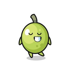 olive cartoon illustration with a shy expression