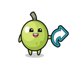 cute olive hold social media share symbol