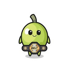 the MMA fighter olive mascot with a belt