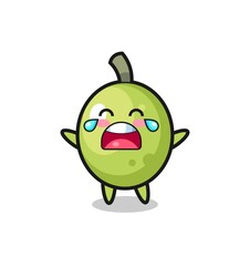 the illustration of crying olive cute baby