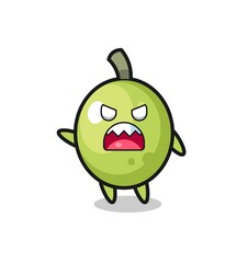 cute olive cartoon in a very angry pose