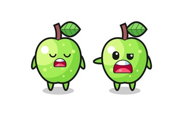 illustration of the argue between two cute green apple characters