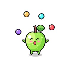 the green apple circus cartoon juggling a ball