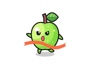 cute green apple illustration is reaching the finish