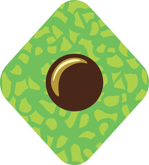 Green Diamond chocolate candy with lime crackle and chocolate bean button. Confectionary SVG