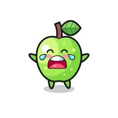 the illustration of crying green apple cute baby