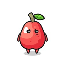 the lazy gesture of water apple cartoon character