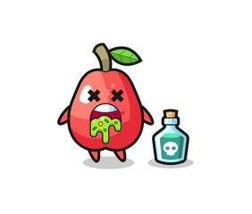 illustration of an water apple character vomiting due to poisoning