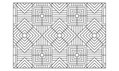 Coloring-#224 Landscape coloring pages for adults.Coloring Page of abstract diamonds repeats with 2 different sizes composition that intersect on an angle with variation add of stripes. EPS8 file.
