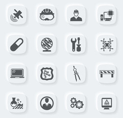 Faculty of mechanics icons set
