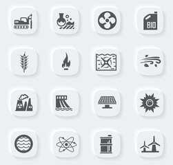 Fuel Power generation icons set