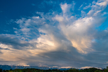 Sunset after the storm in the italian countryside