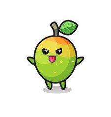naughty mango character in mocking pose