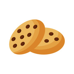Chocolate chip cookie icon on white background