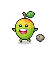 the happy mango cartoon with running pose