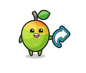 cute mango hold social media share symbol