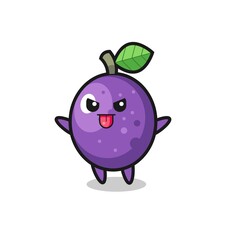 Fototapeta premium naughty passion fruit character in mocking pose