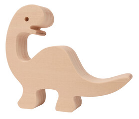 Wooden toy dinosaur brontosaurus craft vintage isolated on white background
