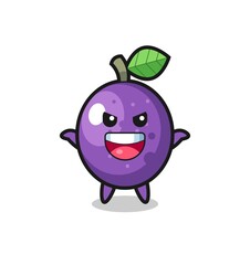 the illustration of cute passion fruit doing scare gesture