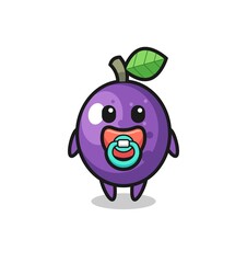 baby passion fruit cartoon character with pacifier