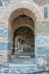 Fototapeta na wymiar Greece, Lake Kerkini, corridor of the orthodox church of the Timios Prodromos monastery
