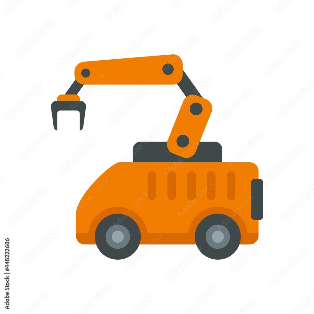 Poster machine arm robot icon flat isolated vector