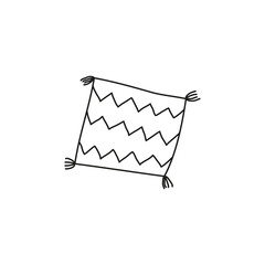 Fototapeta na wymiar Doodle striped pillow with tassels.