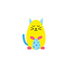 Doodle cat egg icon.