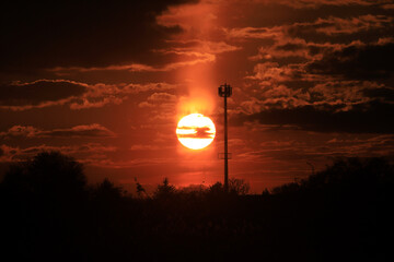 Beautiful sunset and clouds on the last day of april near Wroclaw, Poland, Europe.