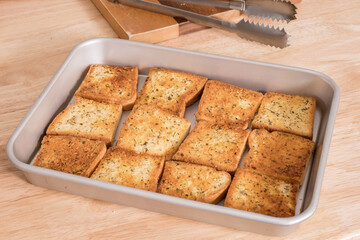 garlic bread and butter food background