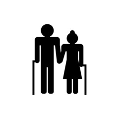Elderly couple with cane hold hands sign eps ten