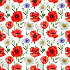 Fototapeta na wymiar seamless pattern with poppy flowers