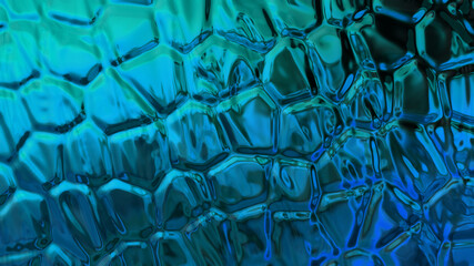 Turquoise background with irregularly curved elements. Beautiful abstraction with smooth textures. The wall is made of liquid glass. Beautiful scales. © Людмила Чиговская
