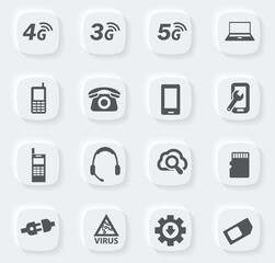 Mobile connection icons set