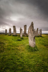 A summer 3 shot HDR image of the ancient Callinish, Calanais, Standing Stone Circle on the Isle of...