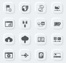Internet, server, network icons set