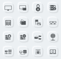 Internet, server, network icons set