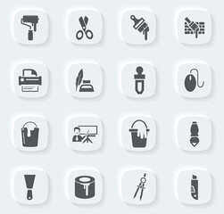 Art tools icons set