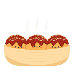 Takoyaki character design. Takoyaki vector. Takoyaki on white background.