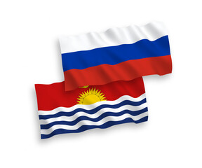 Flags of Republic of Kiribati and Russia on a white background