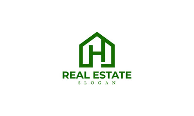 Alphabet H Real Estate Monogram Vector Logo Design, Letter H House Icon Template