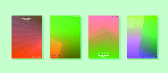 Fototapeta premium Abstract geometric pattern background for brochure cover design. Blue, yellow, red, orange, pink and green vector banner template 